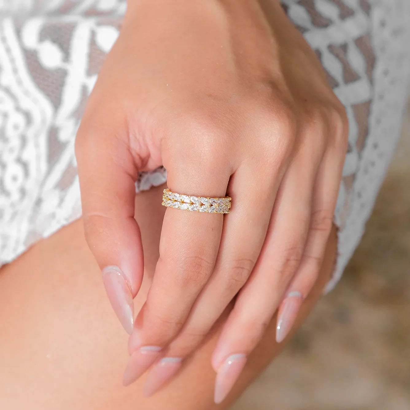 Gwen - Patterned Gold Ring