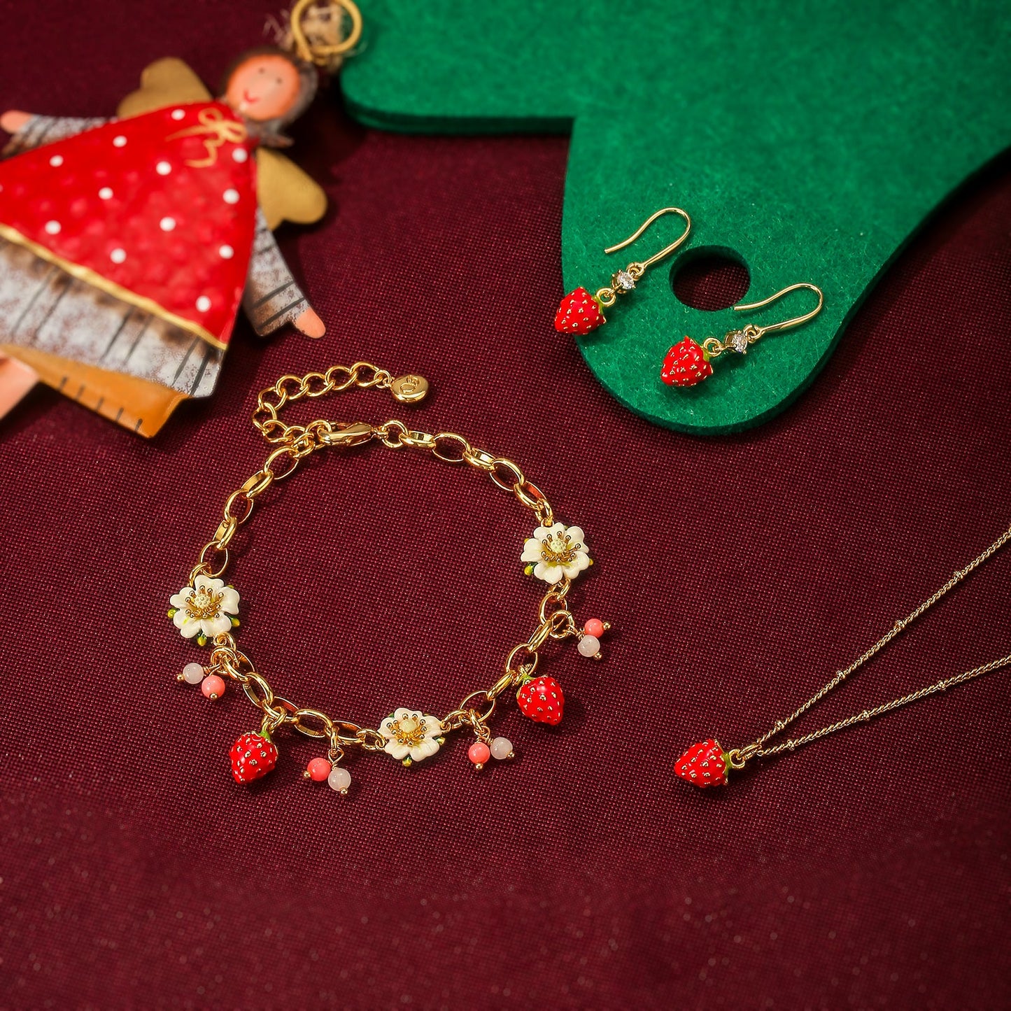 Giselle - Strawberry Enamel Necklace