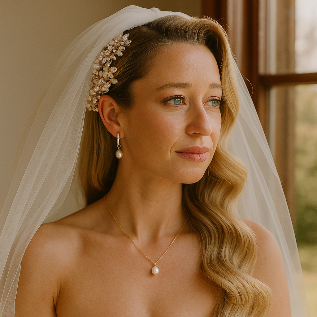 Diamond-Style Gold Drop Hoop Earrings