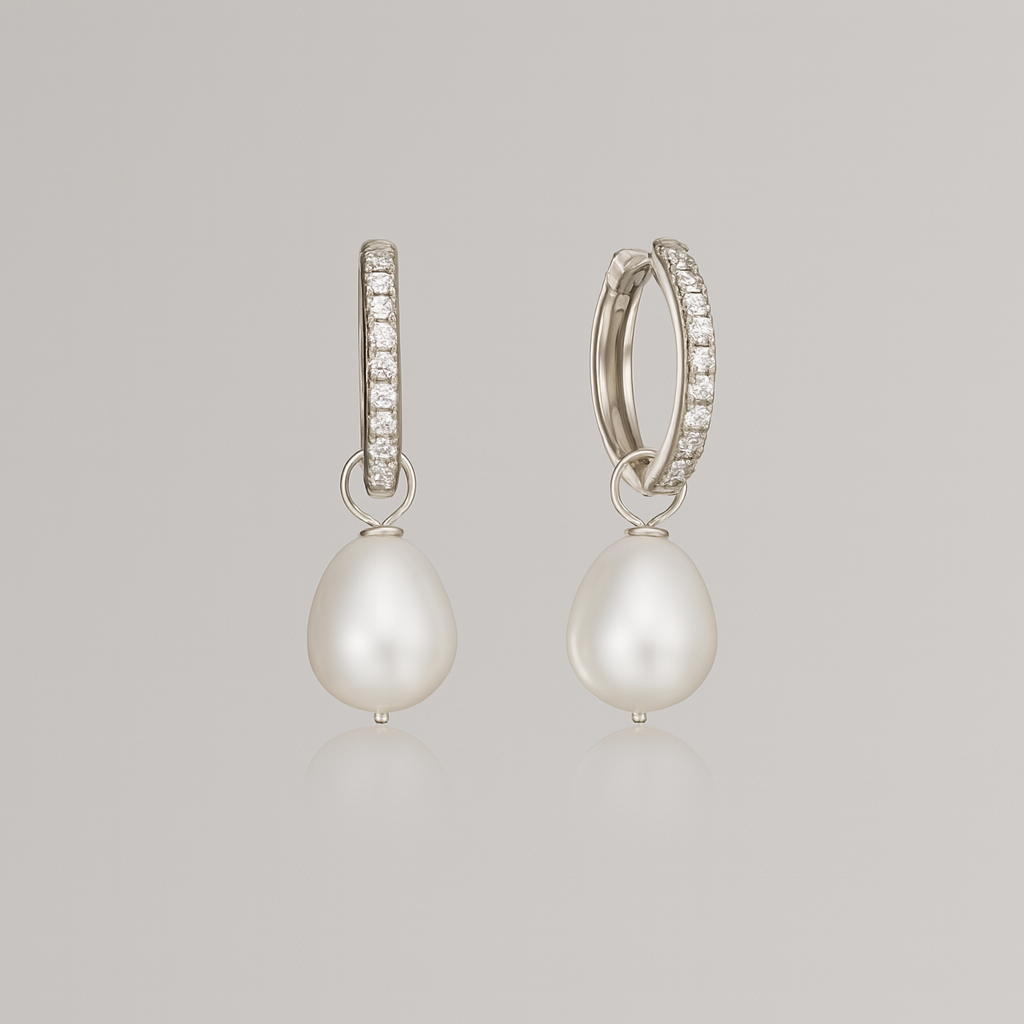Diamond-Style Gold Drop Hoop Earrings