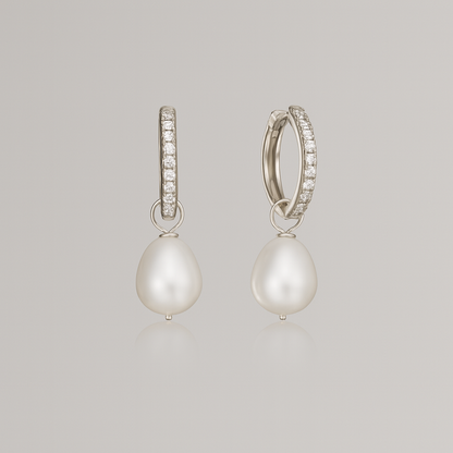 Diamond-Style Gold Drop Hoop Earrings