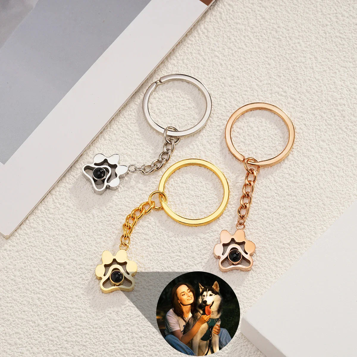 Personalised Photo Paw Keyring