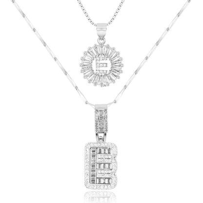 Corlina - 2 pc 14k Diamond Letter Initial Necklace