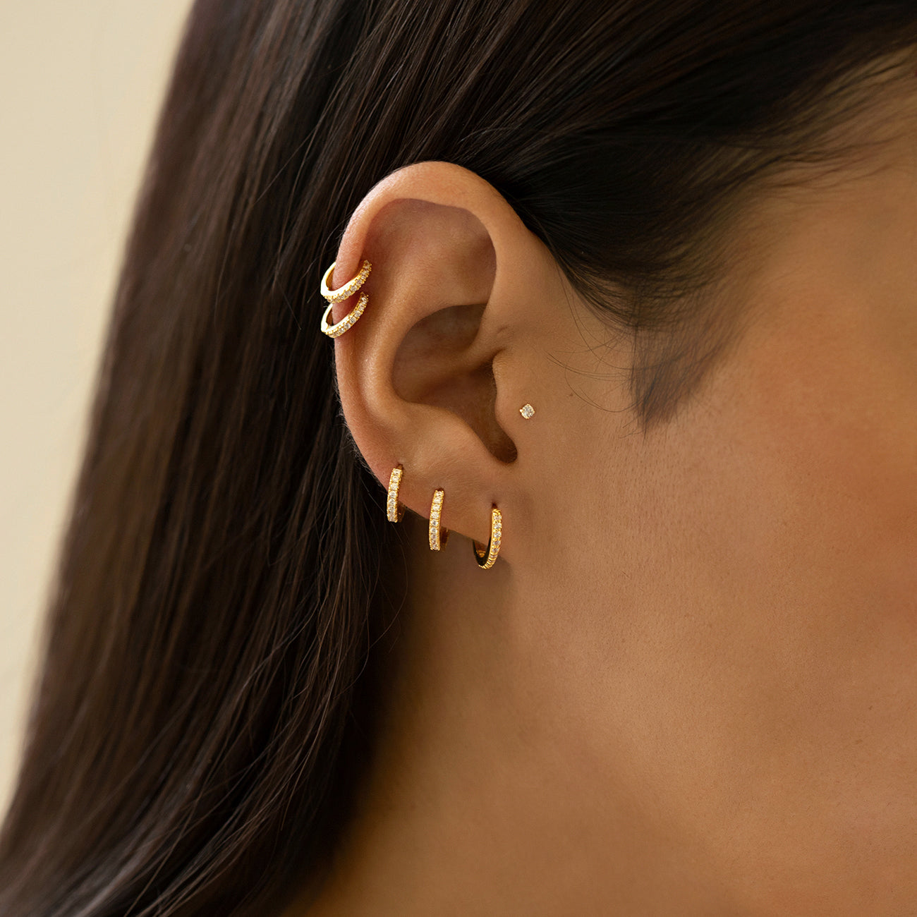 Cave - Zirconia Huggie Earrings
