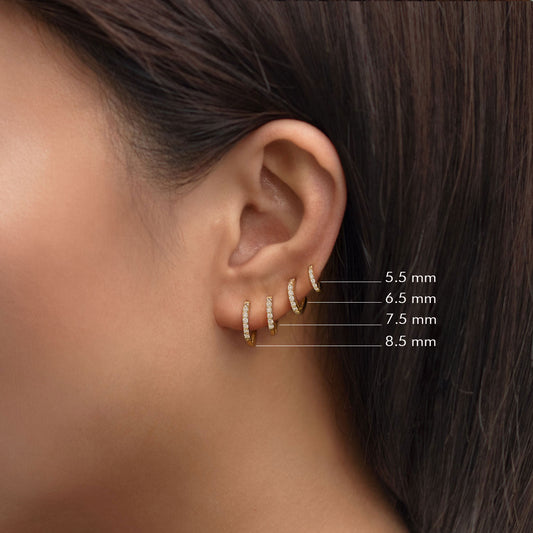 Cave - Zirconia Huggie Earrings