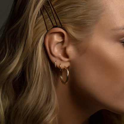 Cave - Zirconia Huggie Earrings