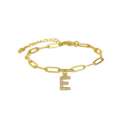 Elina - Dainty Paperclip Letter Initial Bracelet