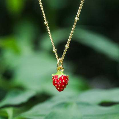 Giselle - Strawberry Enamel Necklace