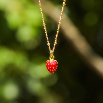 Giselle - Strawberry Enamel Necklace