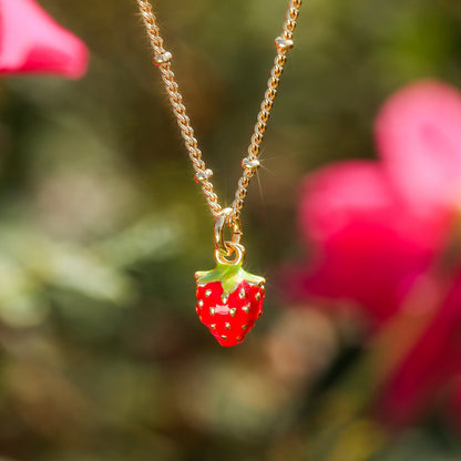 Giselle - Strawberry Enamel Necklace