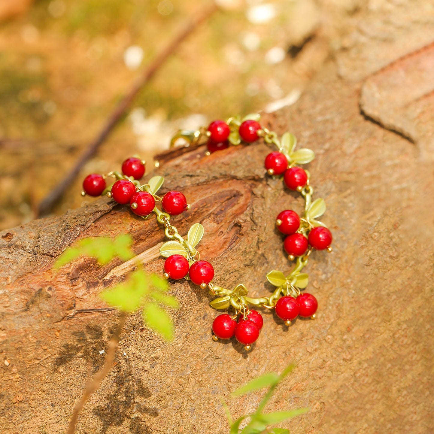 Luna - Cranberry Charm Bracelet