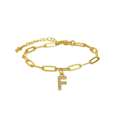 Elina - Dainty Paperclip Letter Initial Bracelet