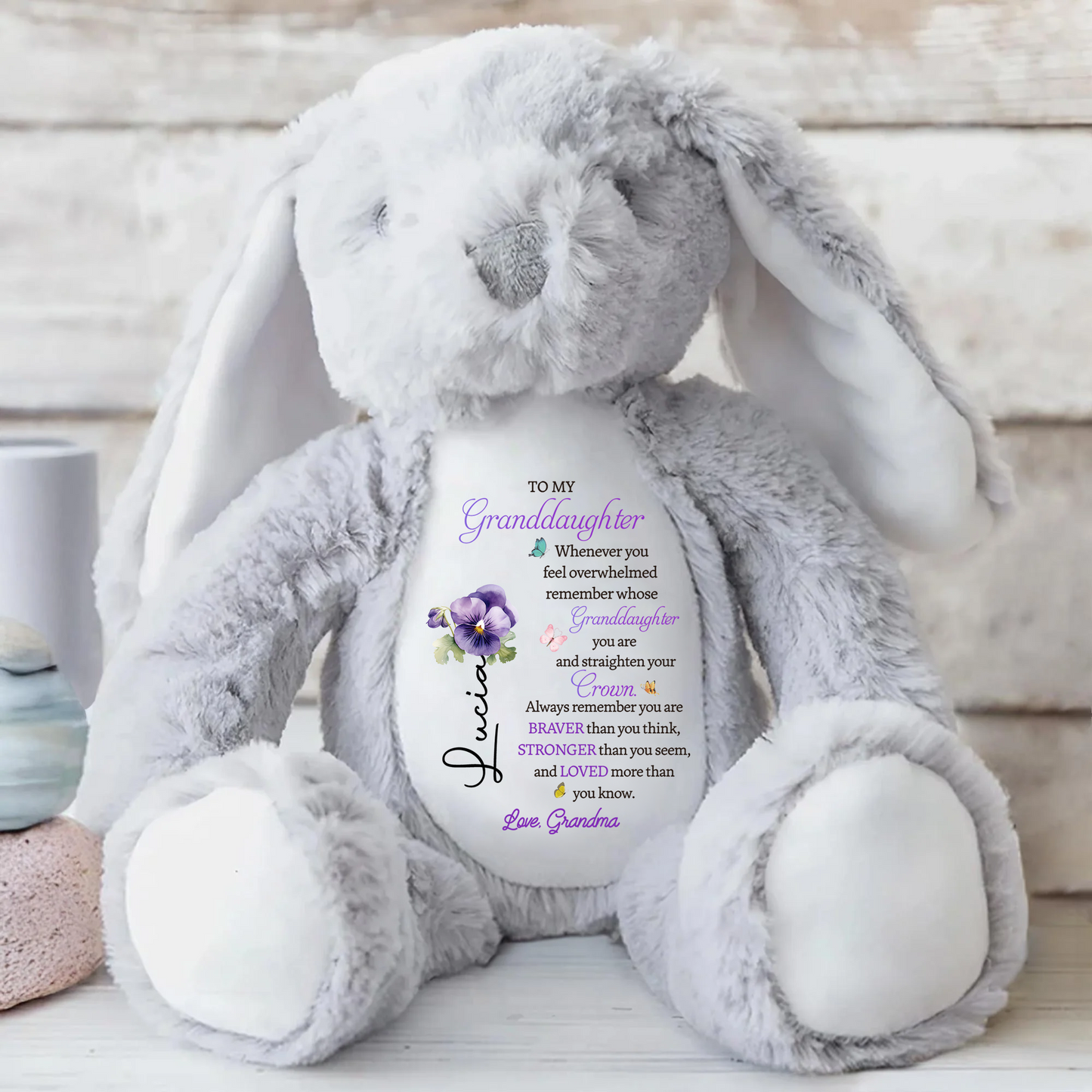 To My Granddaughter - Whenever You Feel Overwhelmed - Personalized Stuffed Bunny