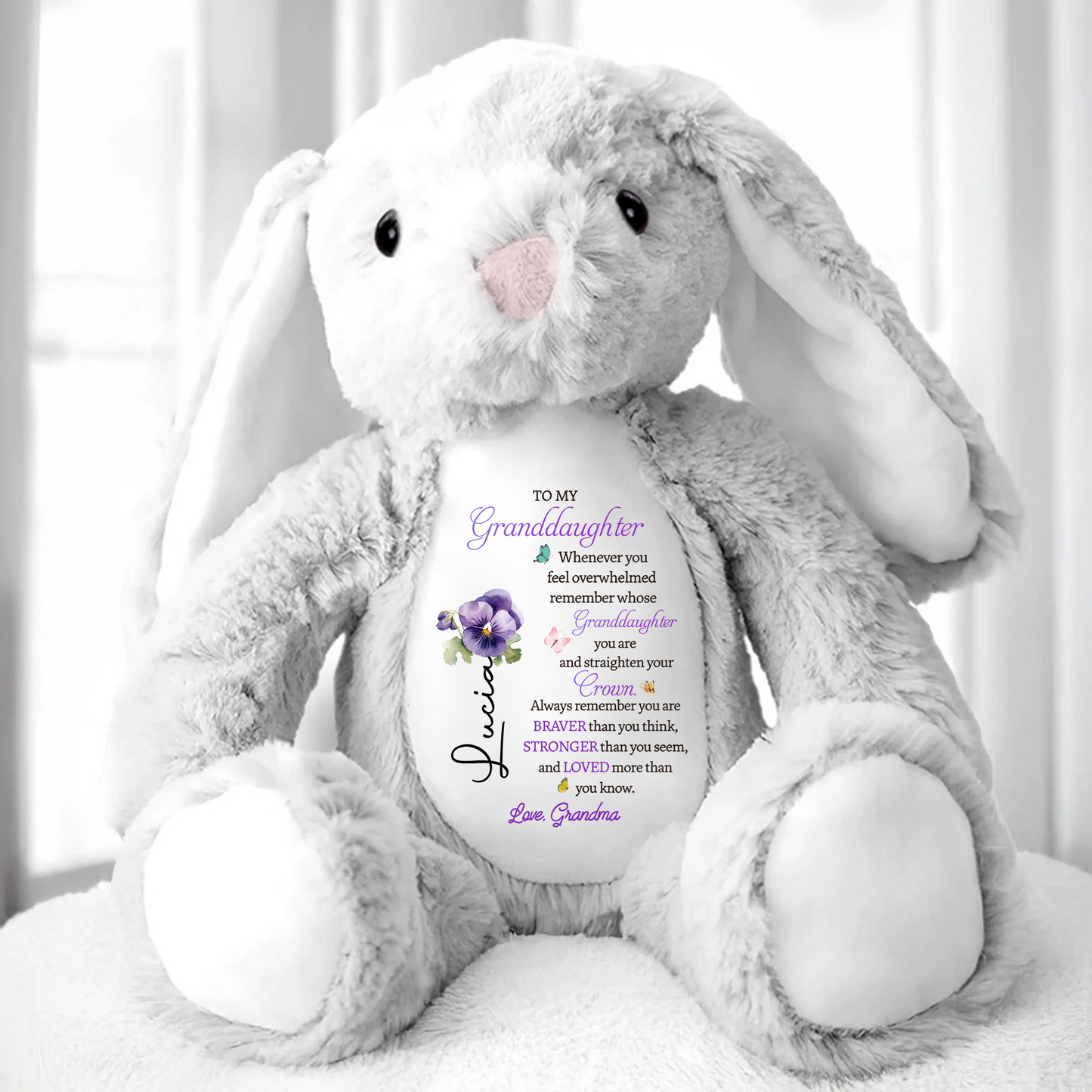 To My Granddaughter - Whenever You Feel Overwhelmed - Personalized Stuffed Bunny