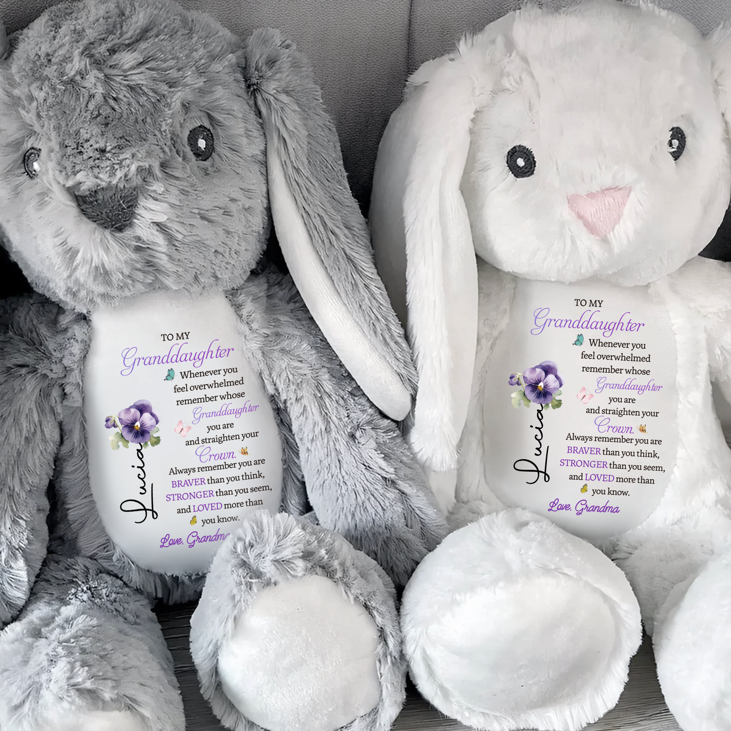 To My Granddaughter - Whenever You Feel Overwhelmed - Personalized Stuffed Bunny