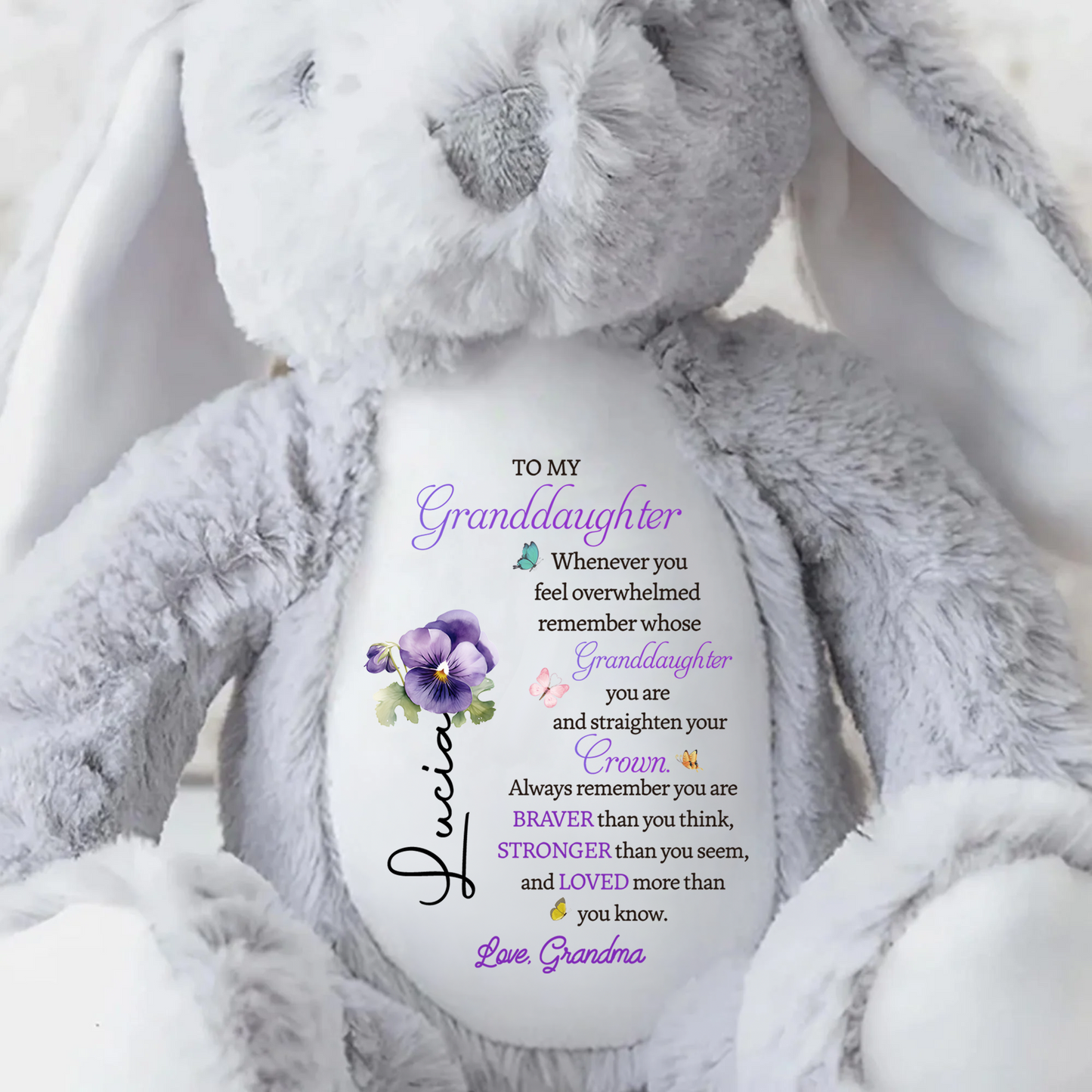 To My Granddaughter - Whenever You Feel Overwhelmed - Personalized Stuffed Bunny