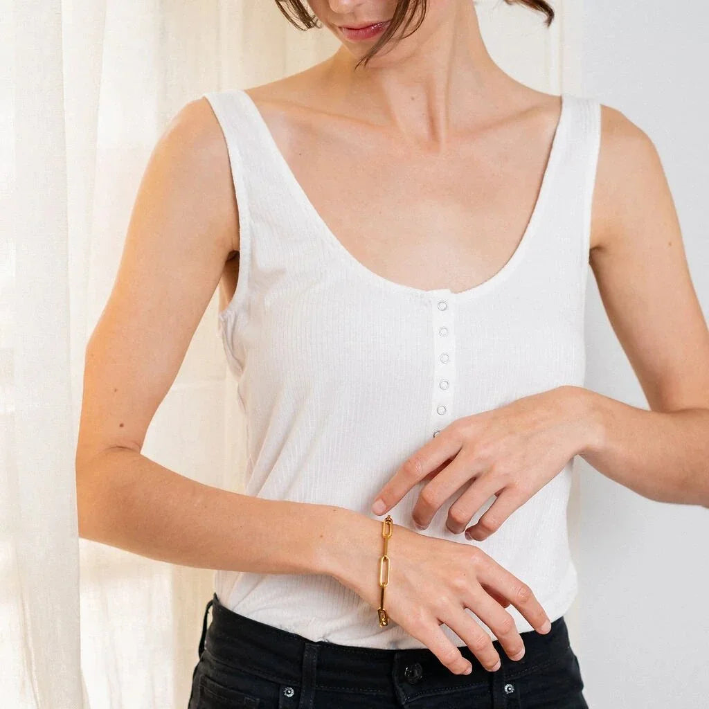 Sandra - Gold Paperclip Chain Bracelet