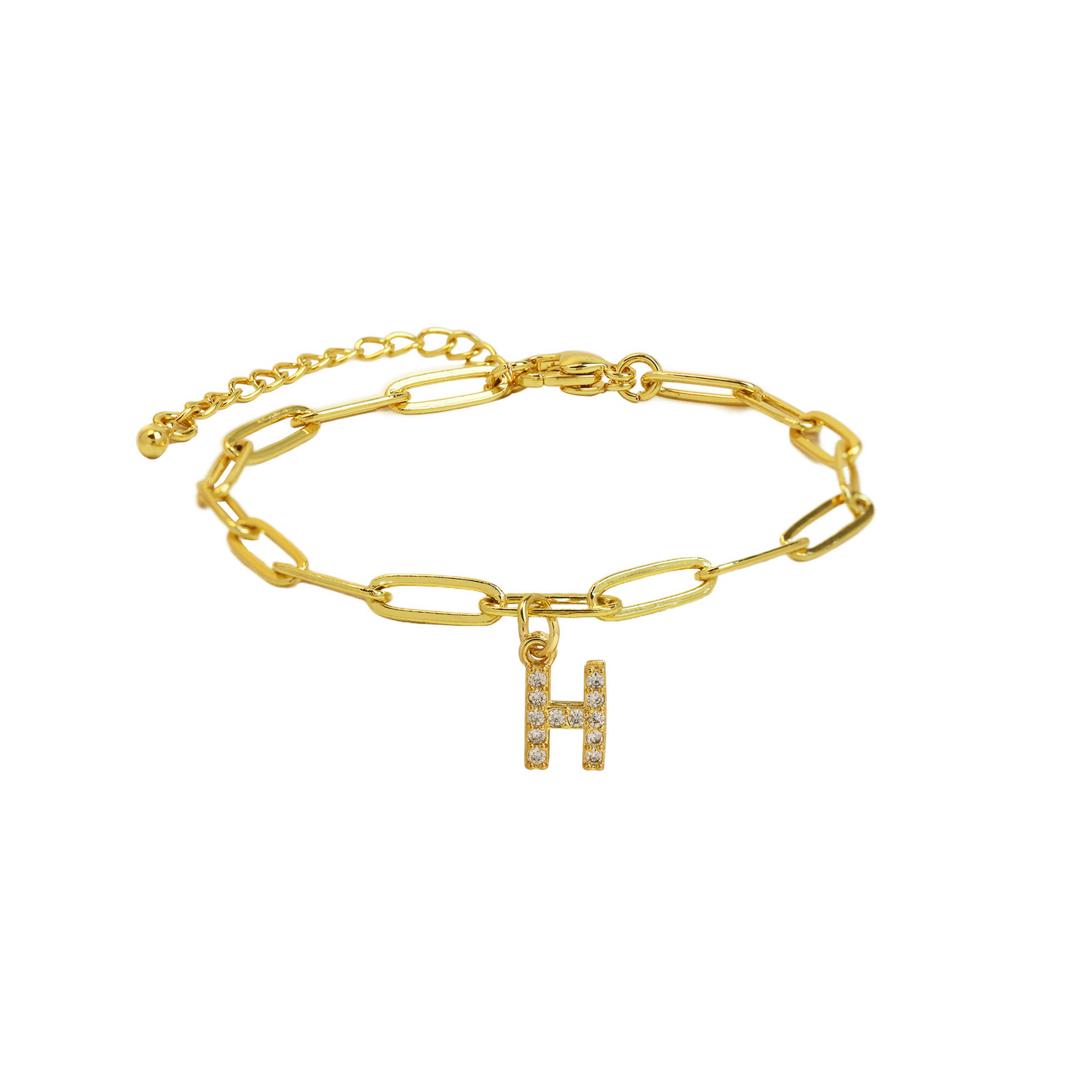 Elina - Dainty Paperclip Letter Initial Bracelet