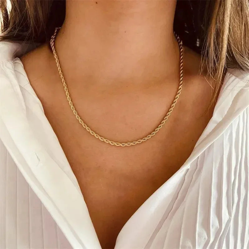 Riley - Rope Chain Gold Necklace