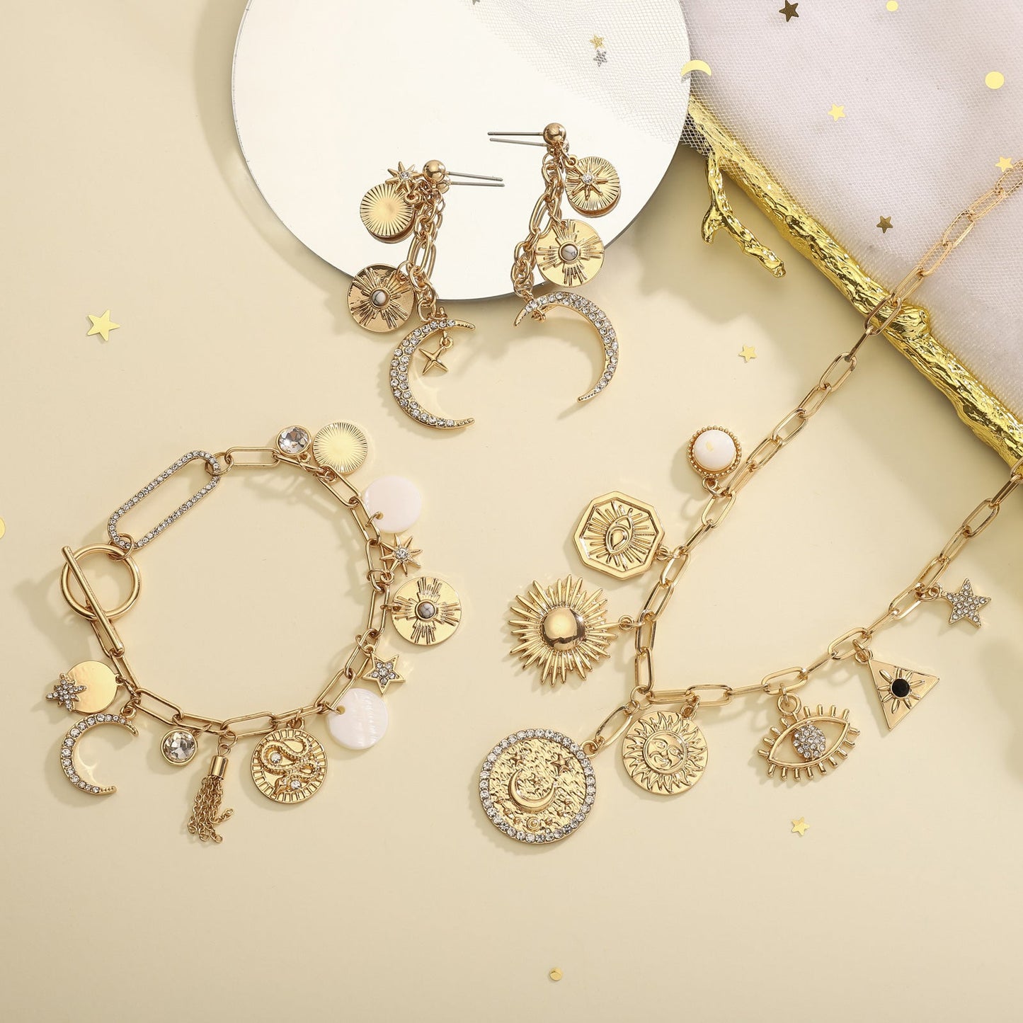 Maren - Delicate Moon and Star Earrings