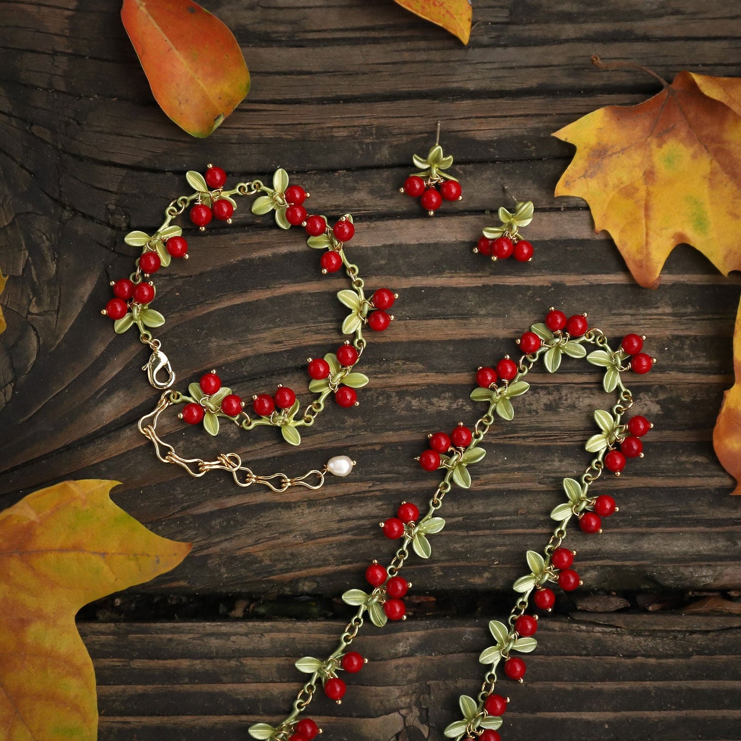 Luna - Cranberry Charm Bracelet