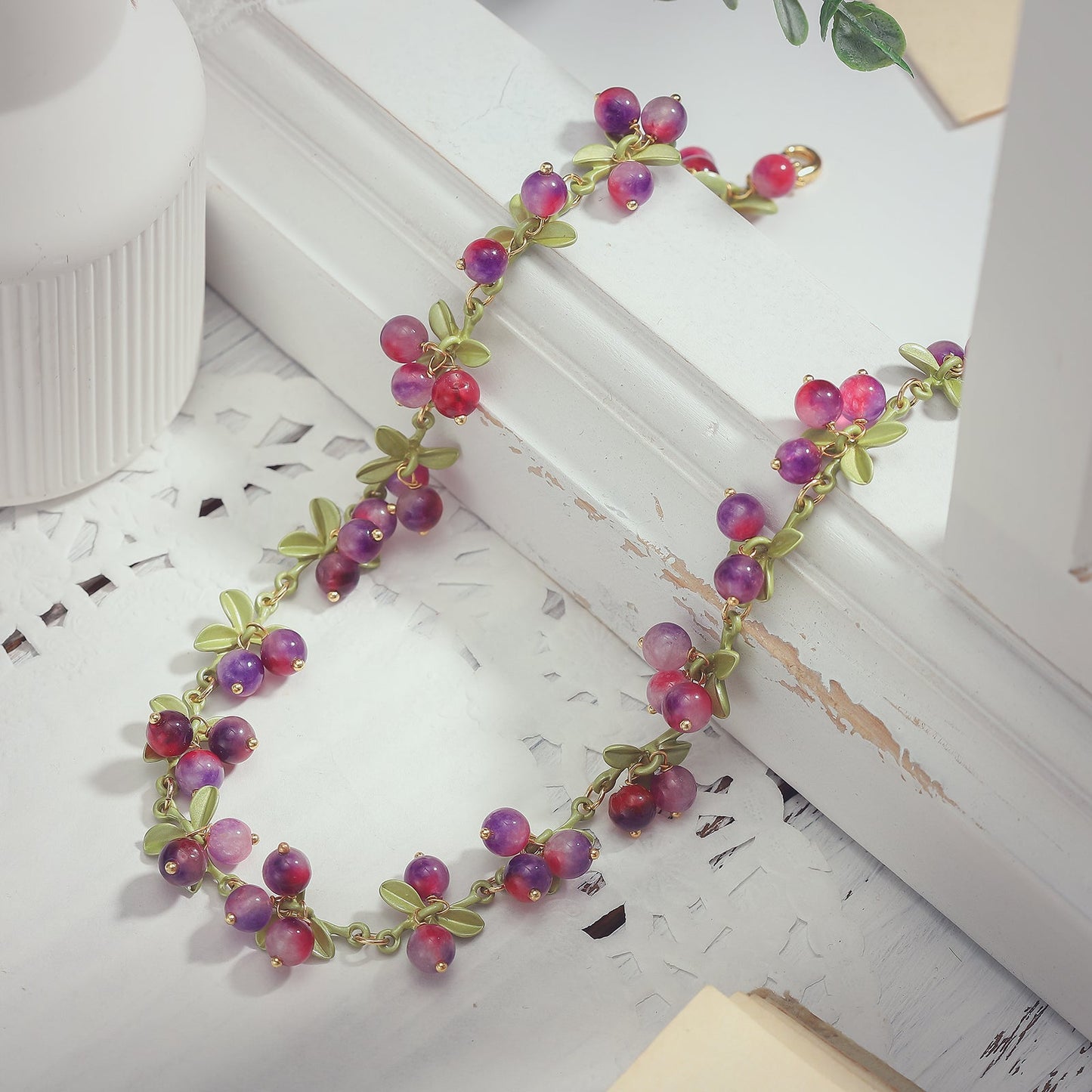 Olive - Purple Berry Chain Necklace