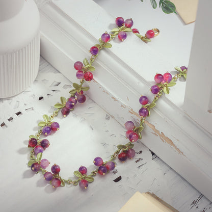 Olive - Purple Berry Chain Necklace