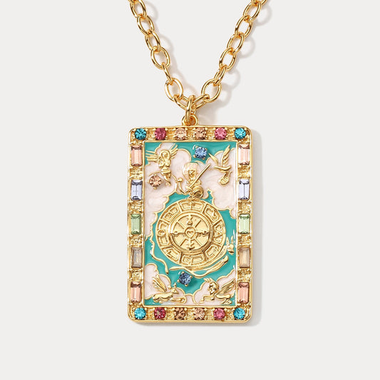 Juniper - Wheel of Fortune Tarot Card Necklace