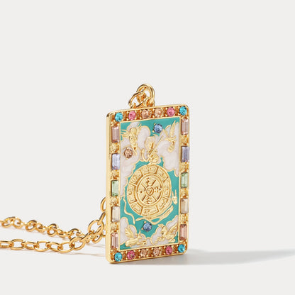 Juniper - Wheel of Fortune Tarot Card Necklace