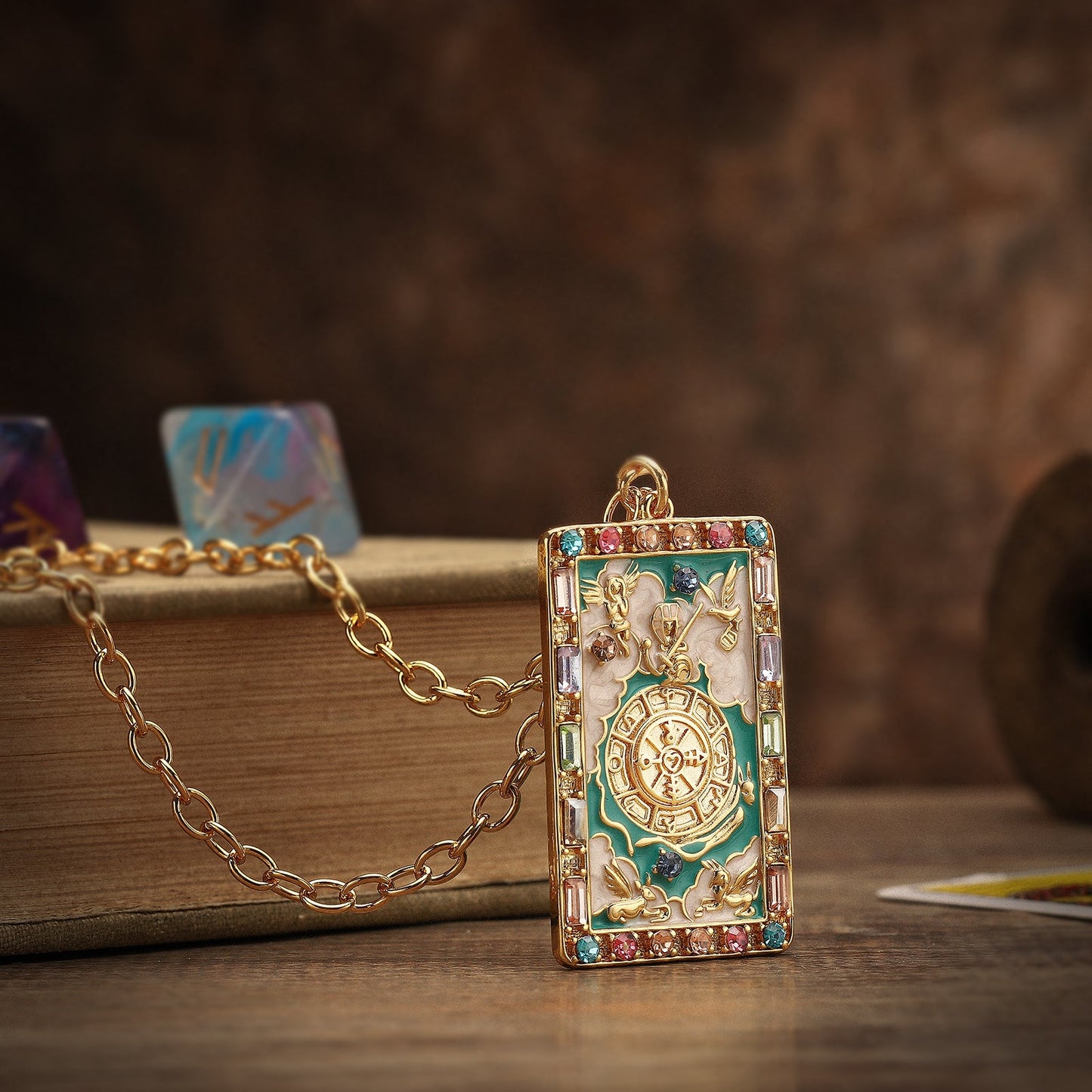 Juniper - Wheel of Fortune Tarot Card Necklace