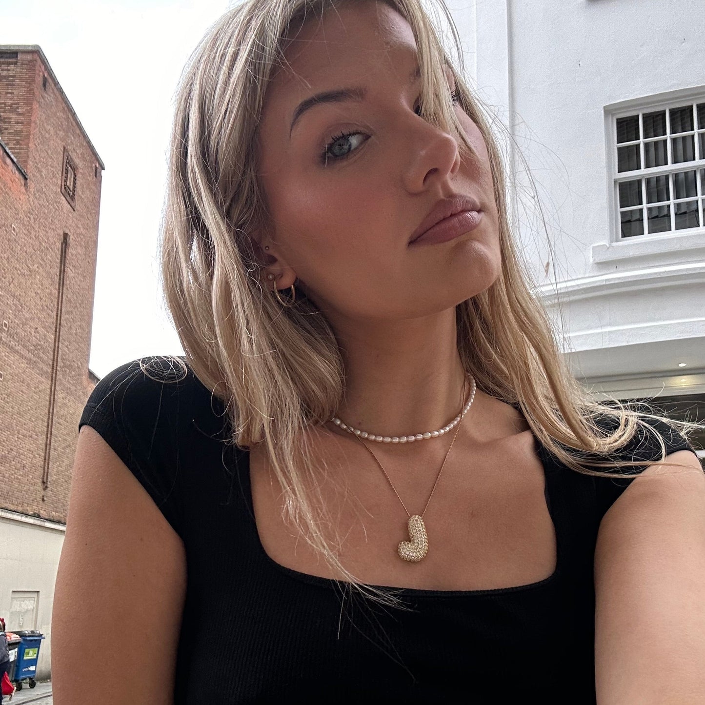 Esme - Bubble Initial Diamond Necklace