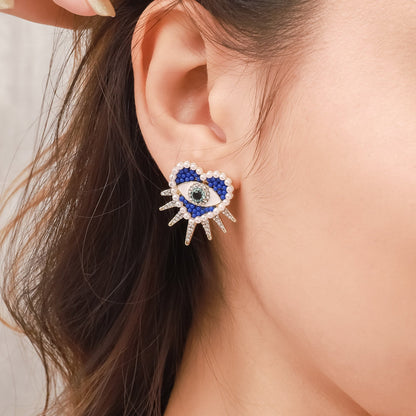 Rae - Heart Sun Diamond Evil Eye Earrings
