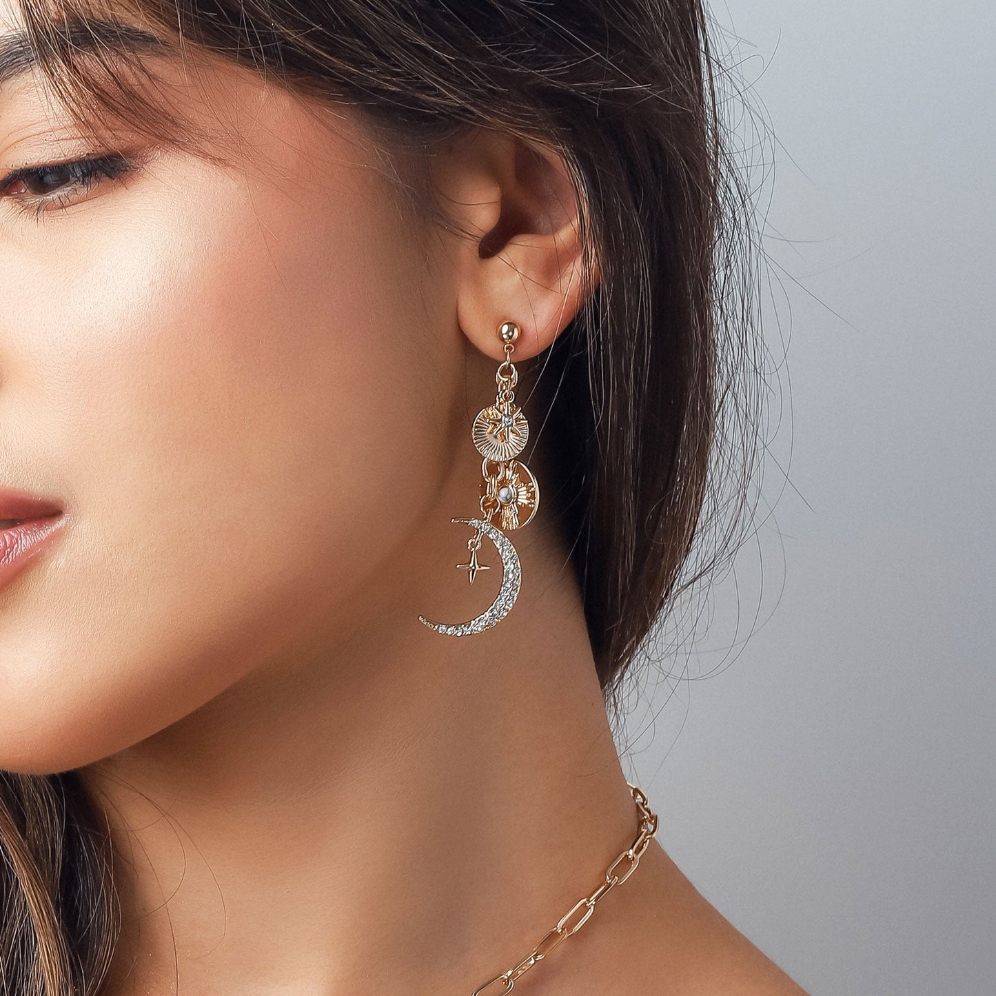 Maren - Delicate Moon and Star Earrings