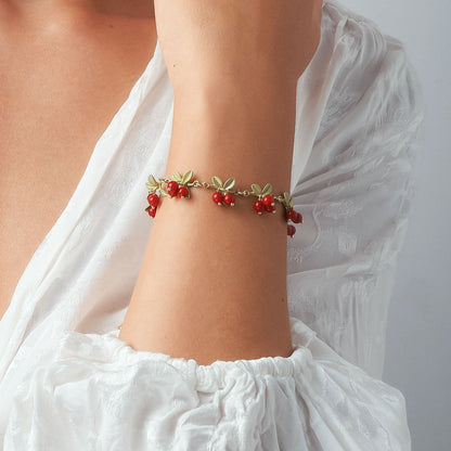 Luna - Cranberry Charm Bracelet