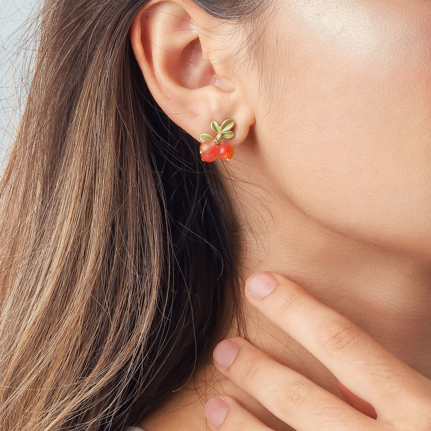Octavia - Berry Stud Earrings