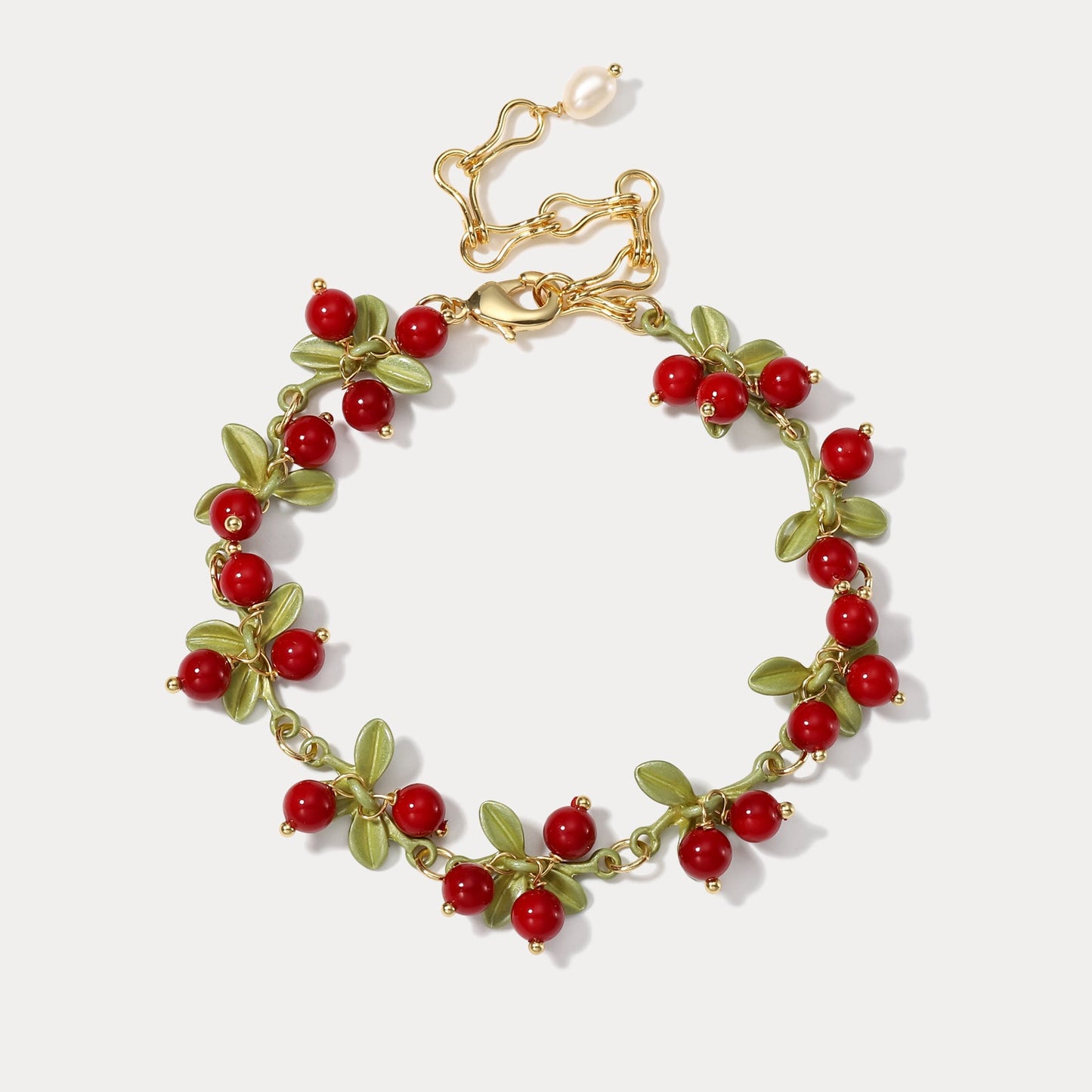 Luna - Cranberry Charm Bracelet