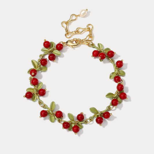 Luna - Cranberry Charm Bracelet