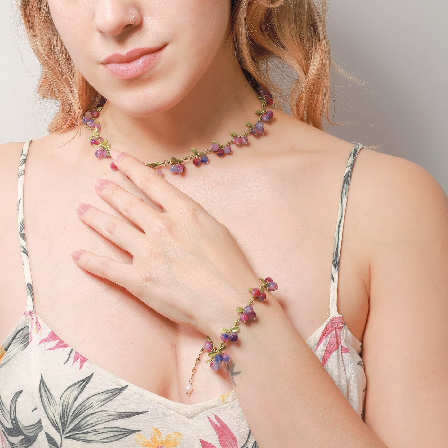 Talia - Purple Berry Charm Bracelet