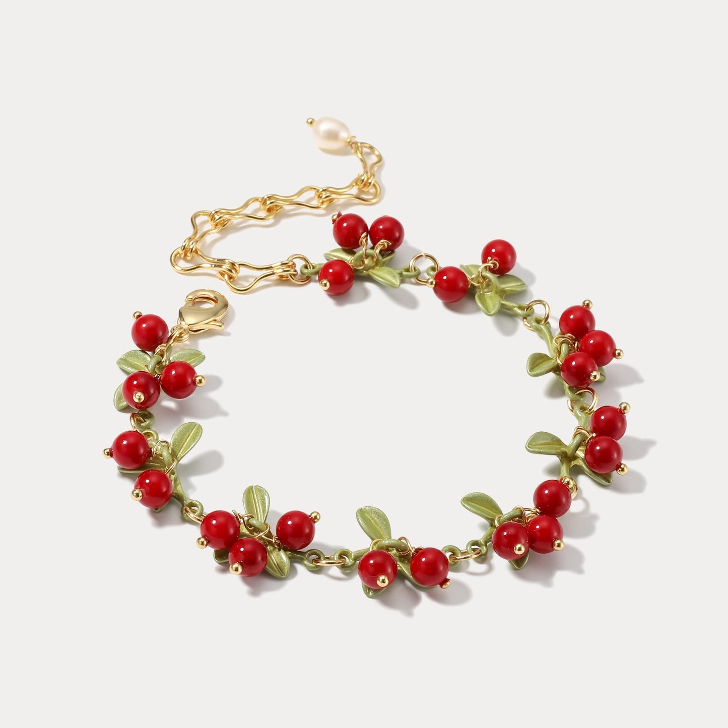 Luna - Cranberry Charm Bracelet