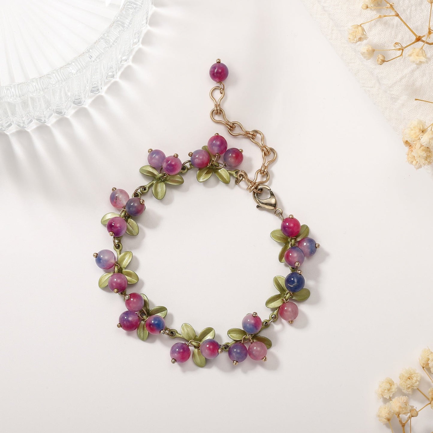 Talia - Purple Berry Charm Bracelet