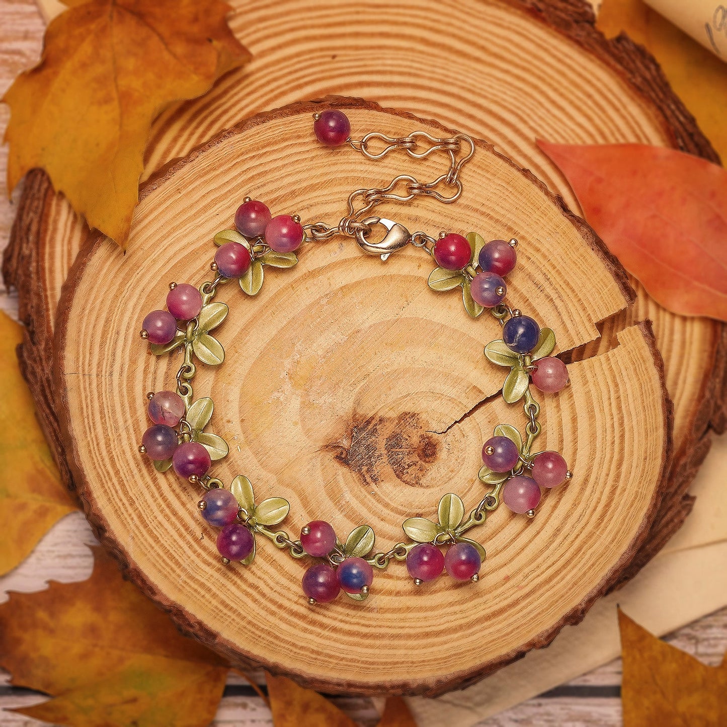 Talia - Purple Berry Charm Bracelet