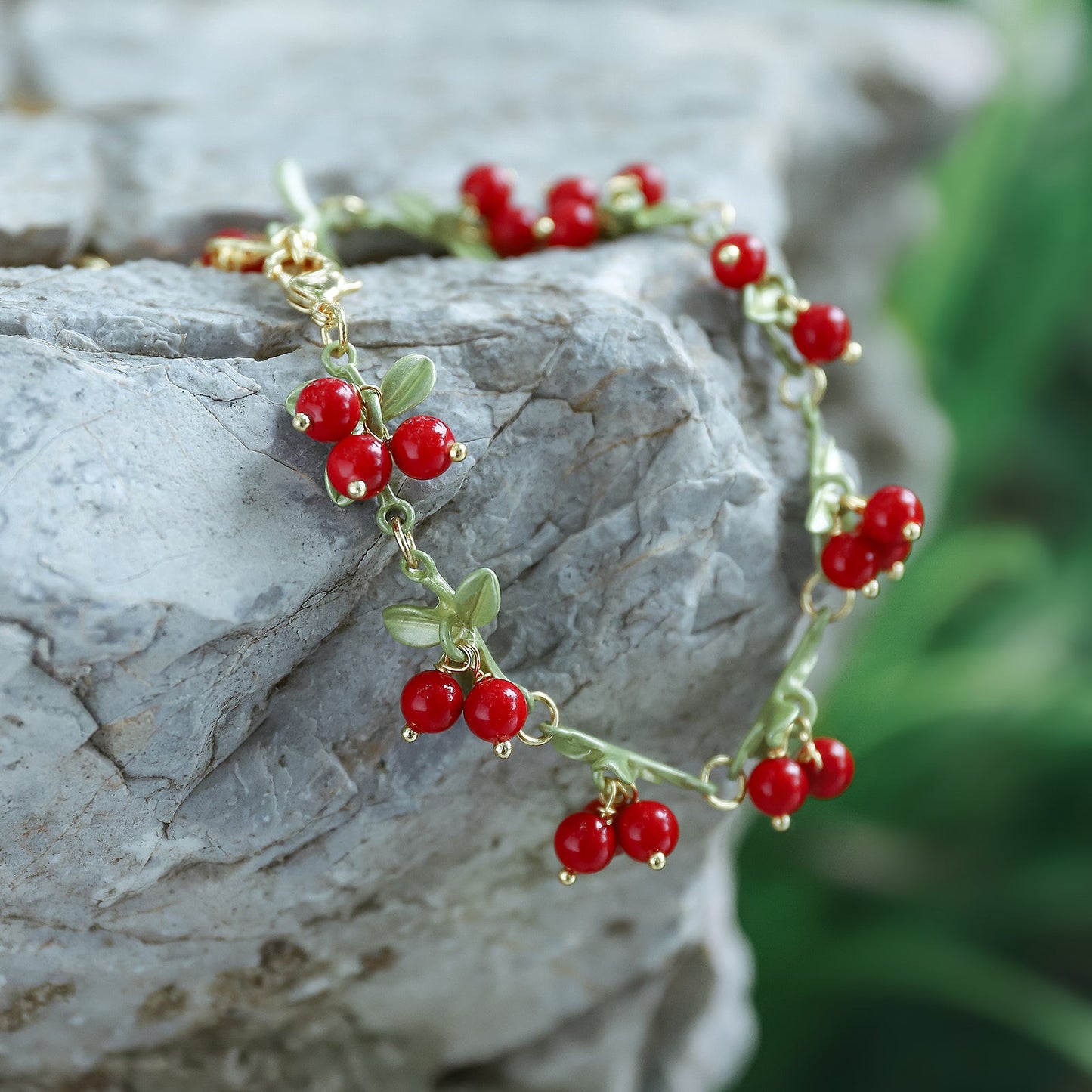 Luna - Cranberry Charm Bracelet