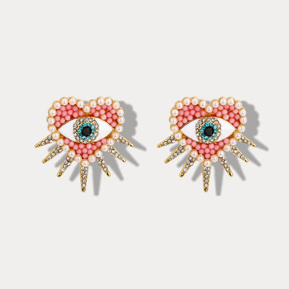 Zara - Heart Sun Diamond Evil Eye Earrings