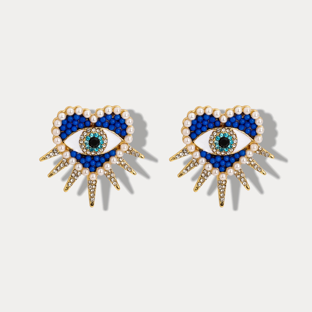 Zara - Heart Sun Diamond Evil Eye Earrings