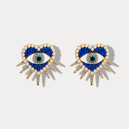 Zara - Heart Sun Diamond Evil Eye Earrings