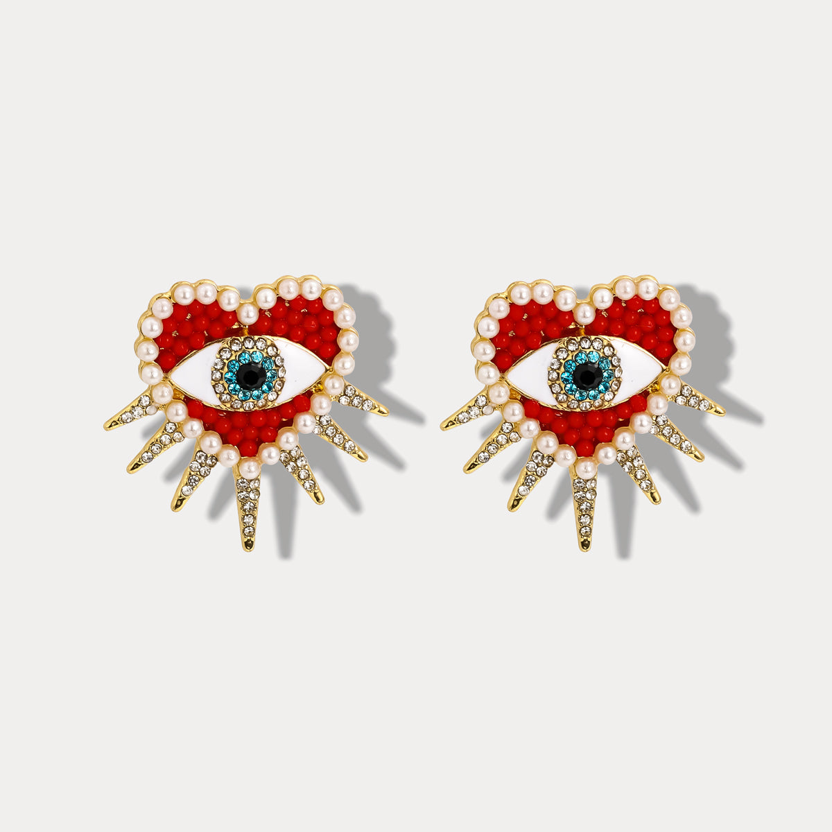 Zara - Heart Sun Diamond Evil Eye Earrings