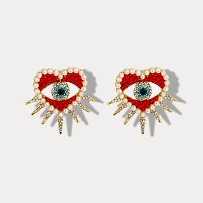 Zara - Heart Sun Diamond Evil Eye Earrings