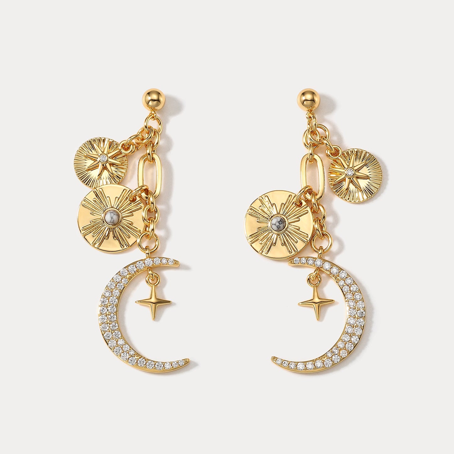 Maren - Delicate Moon and Star Earrings