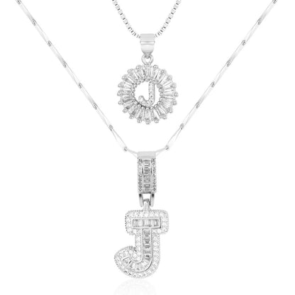 Corlina - 2 pc 14k Diamond Letter Initial Necklace