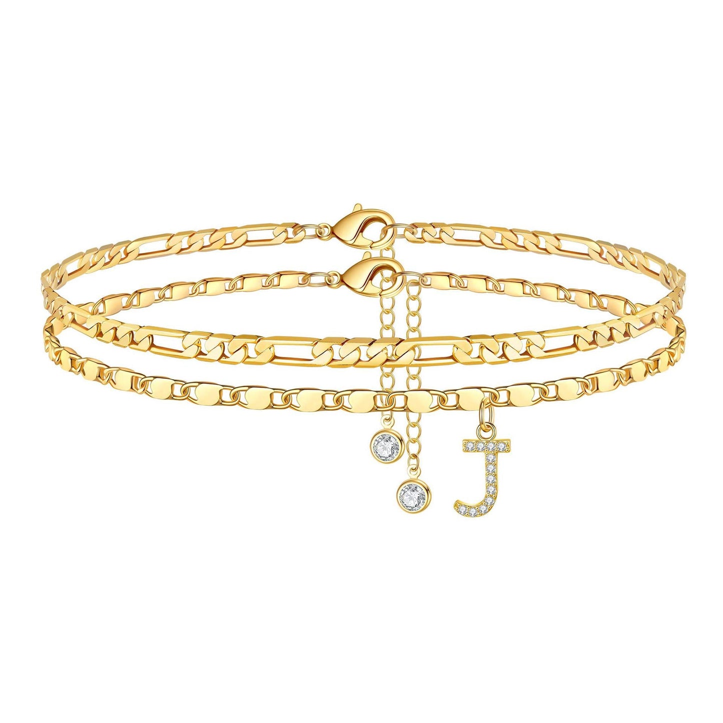 Corlina - Diamond Letter Initial 2pc 14k Anklet